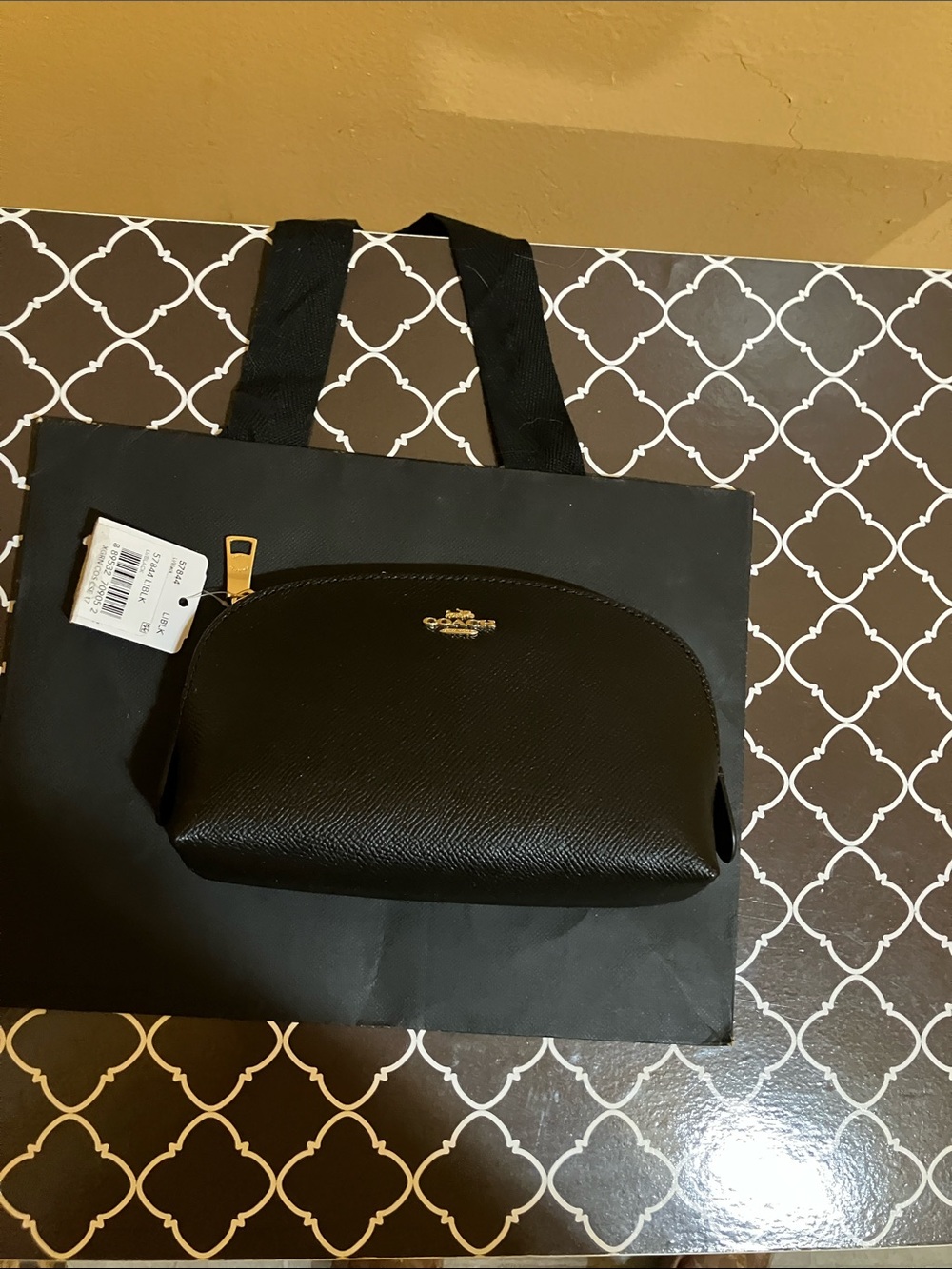 Coach Black Leather Zip Pouch with Gold Hardware - Picture 2 of 6